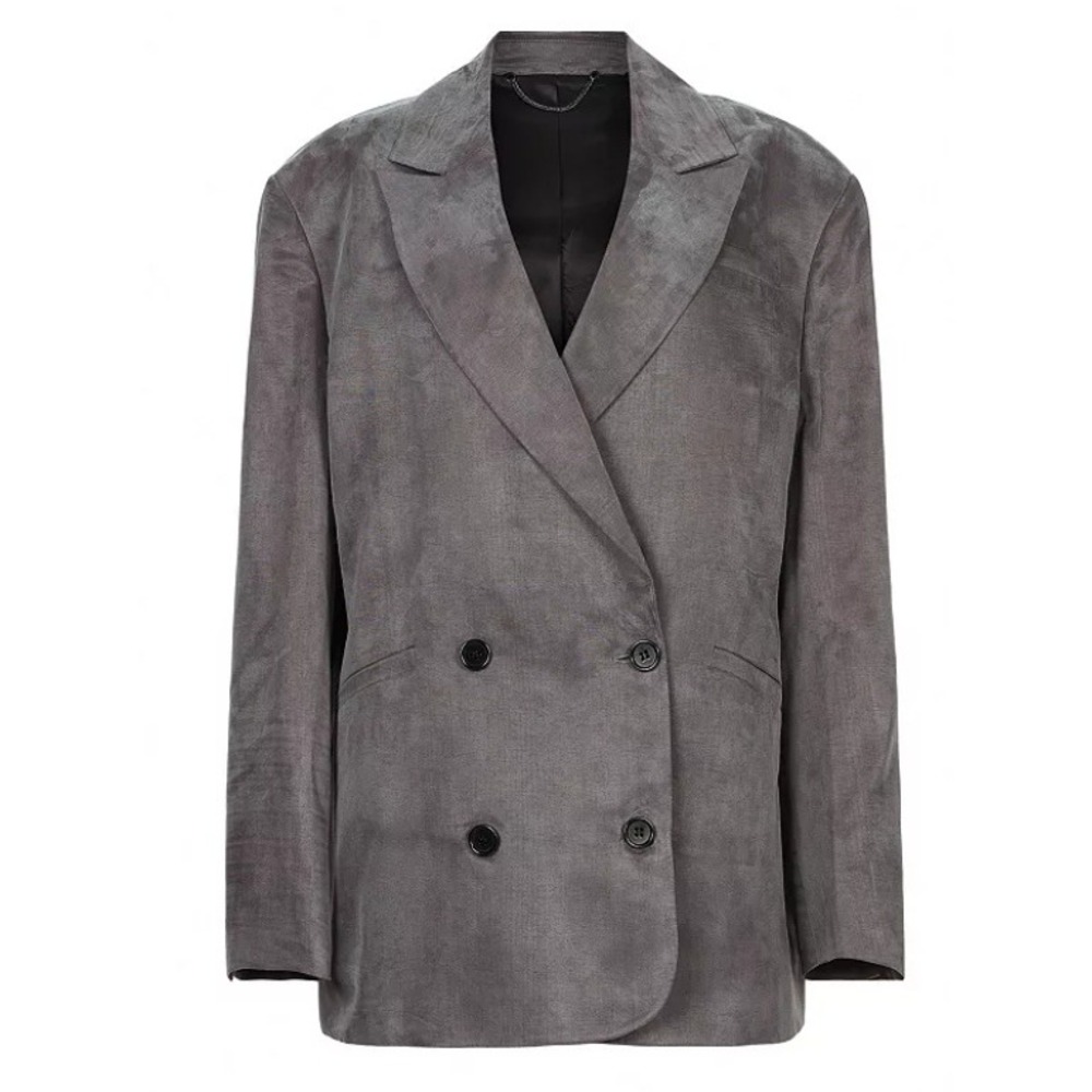 AllSaints‎ Gray Double Breasted Blazer Jacket Relaxed Fit Office Career Size 4